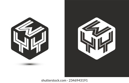 WYY letter logo design with illustrator cube logo, vector logo modern alphabet font overlap style. Premium Business logo icon. White color on black background