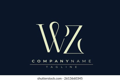 WZ abstract Logo. Elegantly Designed Minimalist Monogram Logo with Stylish Lettering. Sophisticated and sleek minimalist monogram showcasing unique lettering design.