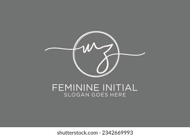 WZ handwriting logo with circle template vector logo of initial signature, wedding, fashion, floral and botanical with creative template.