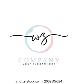 WZ handwritten initial logo vector logo template with brush