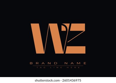 WZ initial letter logo design. Letter W and Z luxury alphabet letter logo icon template