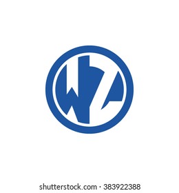 WZ initial letters circle business logo blue
