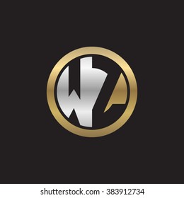 WZ initial letters circle elegant logo golden silver black background