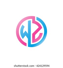 WZ initial letters looping linked circle logo pink blue