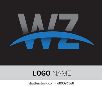 WZ initial logo company name colored grey and blue swoosh design.