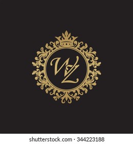 Logotipo inicial do monograma de ornamento de luxo WZ