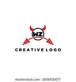 WZ initial monogram for fitnes or gym logo with devil style design