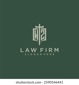WZ initial monogram for law firm with sword and shield logo image
