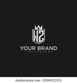 WZ initial monogram shield and crown vector image