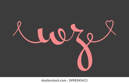 WZ initial wedding monogram calligraphy vector illustration. Hand drawn lettering w and z love logo design for valentines day poster, greeting card, photo album, banner print or tattoo.