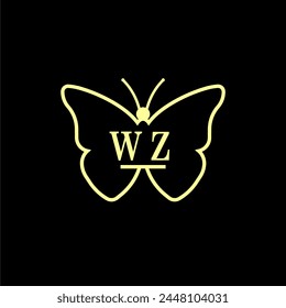 WZ Initials Luxury Butterfly logo Vector illustration