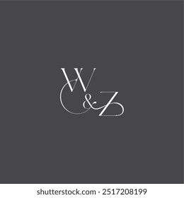 WZ letter initial with line luxury curvy style monogram wedding logo concept