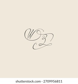 WZ letra inicial real design minimalista estilo curva monograma elegante conceito logotipo