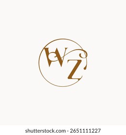 WZ letter luxurius feeling with flow circle fows wedding logo monogram elegant style