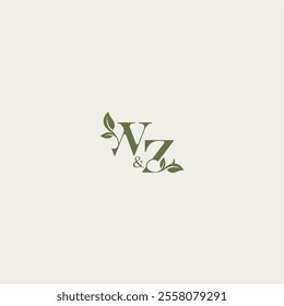 WZ letter luxury wedding monogram design organic leaf logo bold initial concept