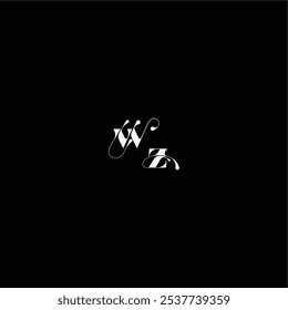 WZ carta monograma estilo e elegante conceito orgânico hairline logotipo casamento tipografia inicial