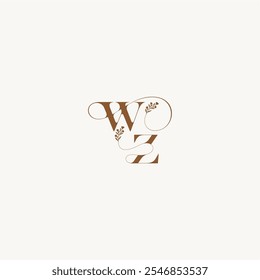 WZ letter wedding monogram logo initial elegant curve organic bold and hairline monogram