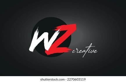 WZ Letters Brush Paint Logo icon, Elegant Vector Design