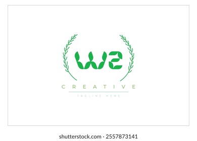 WZ letters eco logo with leaf. Fresh nature and healthy leaf logo design.