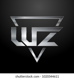 WZ Logo, Metal Logo, Silver Logo, Monogram, Polygon