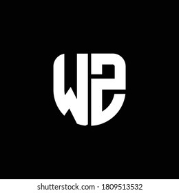 wz logo monogram with circular shape shield design template