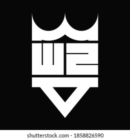 WZ-Logo-Monogramm mit Kronform einzeln auf schwarzem Hintergrund