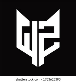 Monograma de logotipo WZ con plantilla de diseño de forma de cabeza de zorro