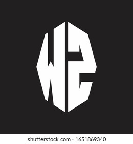 WZ Logo monogram with octagonal ribbon style design template