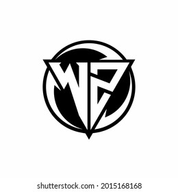 WZ logo with triangle shape and circle rounded design template isolated on white background