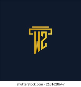 WZ monogram initial logo for lawfirm with pillar design