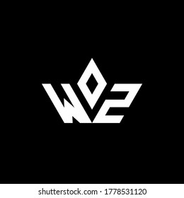 Logo de monograma WZ con forma de corona plantilla de diseño de estilo lujoso