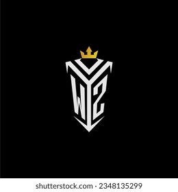 WZ monogram logo initial for shield  crown style design