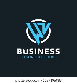 WZ Monogram. Modern Initials WZ Letter Logo Design with Blue and White Circle. WZ Icon for Business Branding and Professional Identity