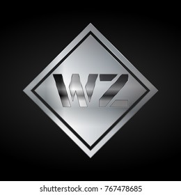 WZ Monogram, Silver Logo, Metal Logo, Luxury, Elegant, Abstract, square