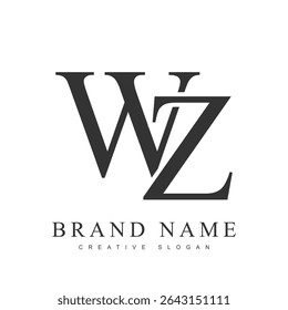 WZ trendy logotype template. Initial letter w and z classic font style. Creative logo for company name or identity. Vector illustration.