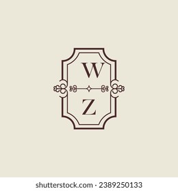 WZ vintage wedding initial logo in high quality professional design that will print well across any print media