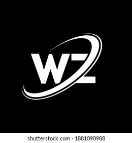 WZ W Z letter logo design. Initial letter WZ linked circle uppercase monogram logo white color. WZ logo, W Z design. wz, w z