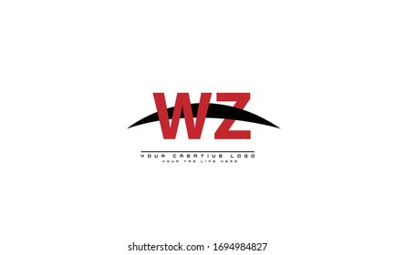 Plantilla monograma de logotipo de vector abstracto WZ ZW