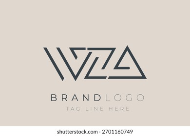 Diseño de logotipo de carta abstracta WZA. Diseño moderno del logotipo del negocio con tipografía Abstractas y estilo contemporáneo
