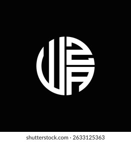 Logotipo WZA ícone WZA monograma WZA letra WZA minimalista Círculo plano Design de logotipo abstrato moderno exclusivo.
