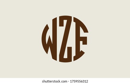Plantilla de logotipo de marca vectorial de la letra monográfica de WZF Circle Emblem Resumen