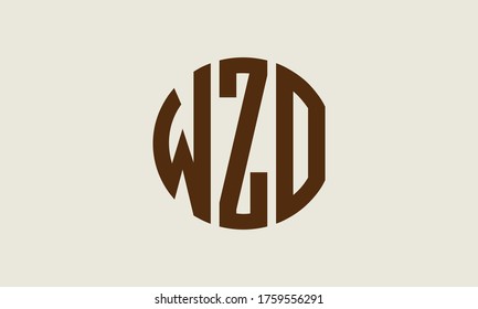 Plantilla de logotipo de marca vectorial de la letra monográfica de WZO Circle Emblem Resumen