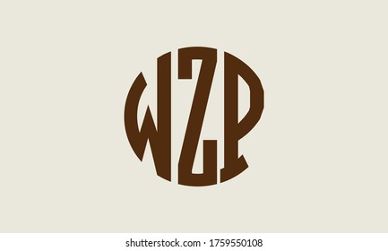 WZP Circle Emblem Abstract Monogram Letter Mark Vector Logo Template