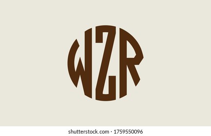 WZR Circle Emblem Abstract Monogram Letter Mark Vector Logo Template