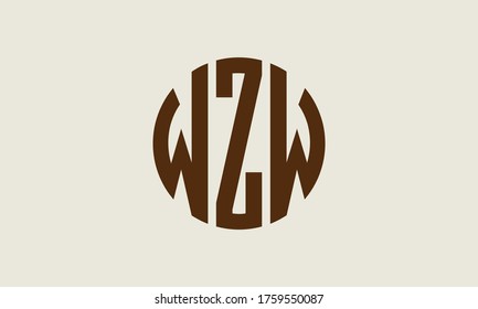 WZW Circle Emblem Abstrakte Monogramm Buchstaben Zeichen Vektorlogo Vorlage