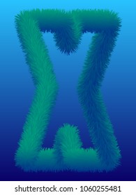 "X" 3D Fur Effect Typographic Icon On Color Background. Graphic Font For Your Design Background. Design Concept For Graphic, Banners, Presentations, Wallpaper. Vector Illustration.  Eps10