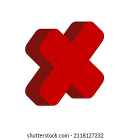 x 3d symbol.for design website,app and ui. with red and shadows.