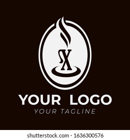 X ALPHABET INITIAL CIRCLE COFFEE LOGO TEMPLATE