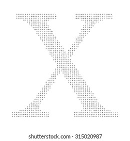 X: Alphabet letter created from letters. Vector illustration