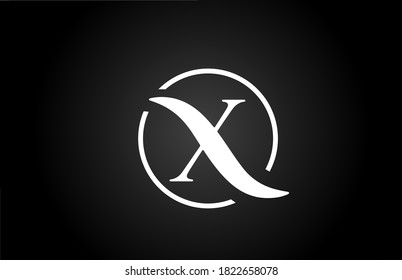X alphabet letter logo icon in black and white color. Simple and creative circle design for company and business 